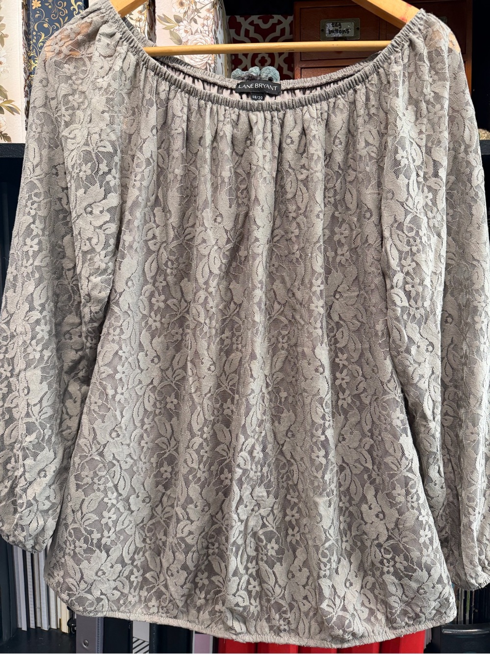 Lane Bryant Neutral Lace Off-Shoulder Blouse
